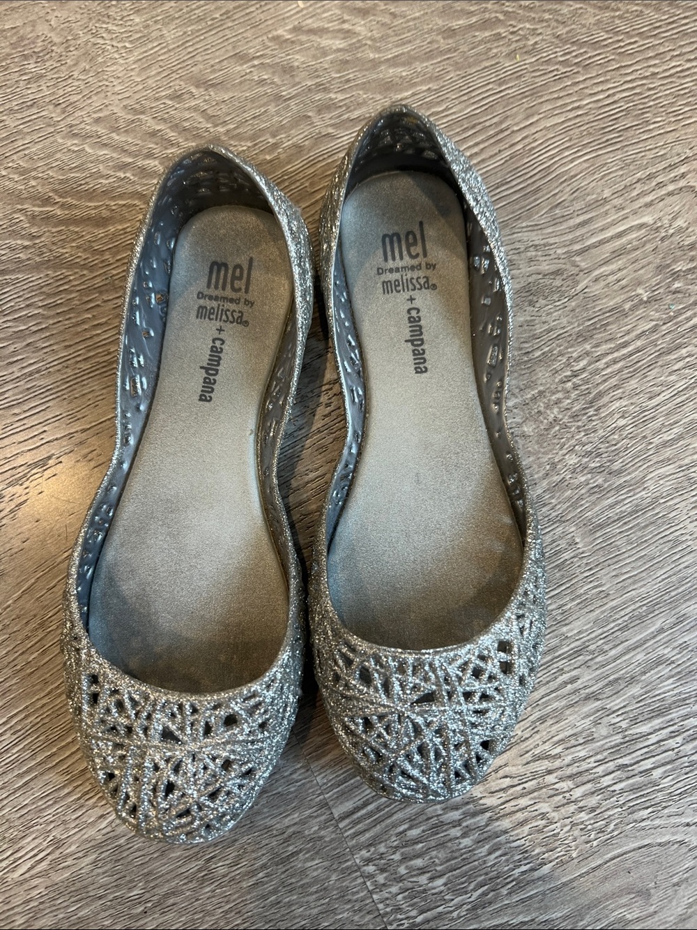Mel by Melissa Glitter Cutout Ballet Flats - Silver